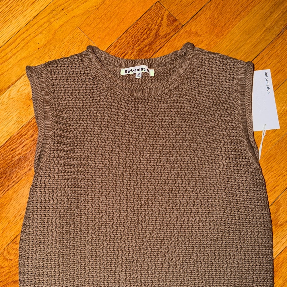 Reformation Brown/Green Knit Midi Dress - Picture 2 of 6